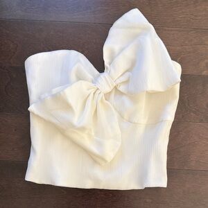 Strapless Cream Bow-Detail Anthropologie Women’s Top